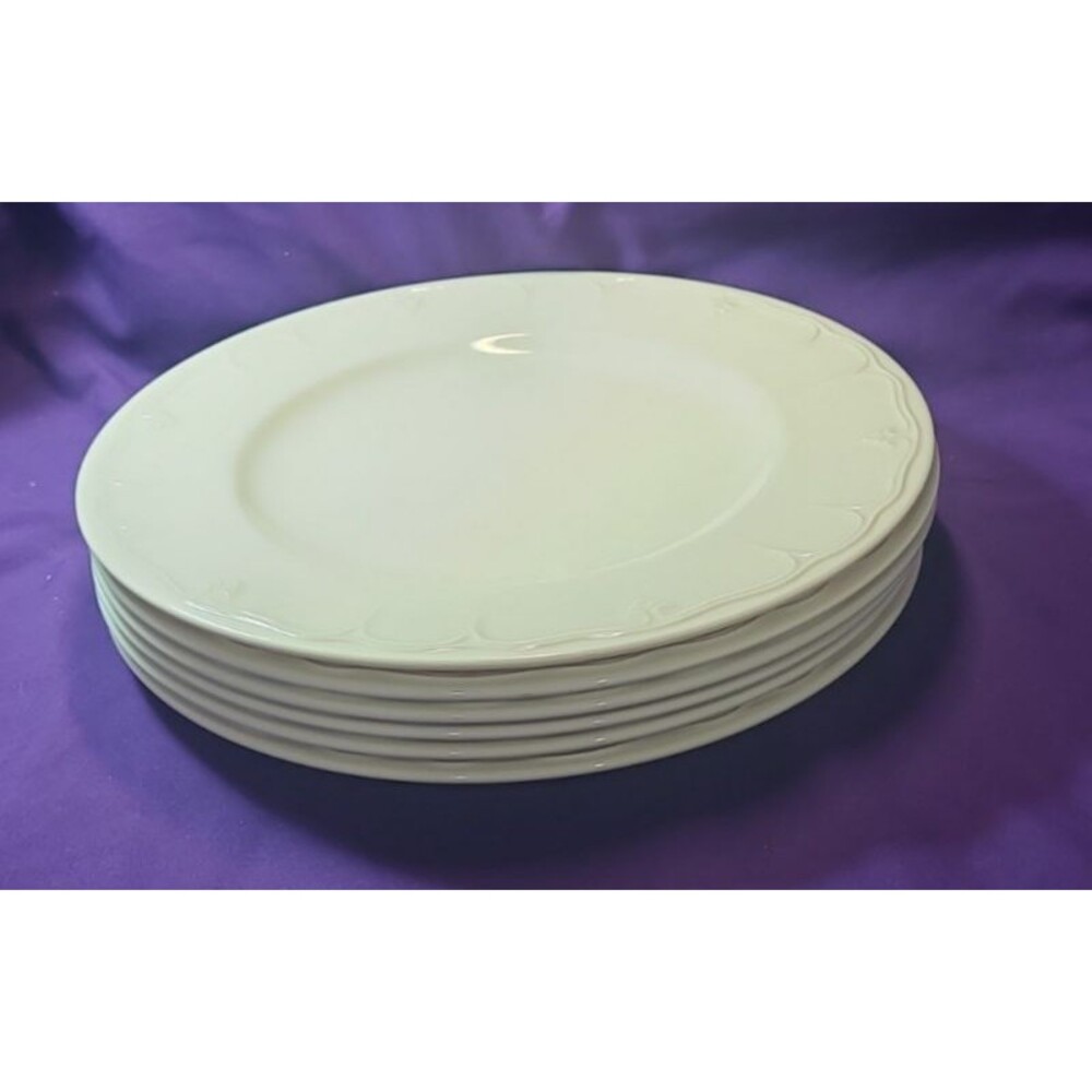 Lenox Casual Elegance Dinner Plates Ivory Embossed 10 7/8" Set Of 5